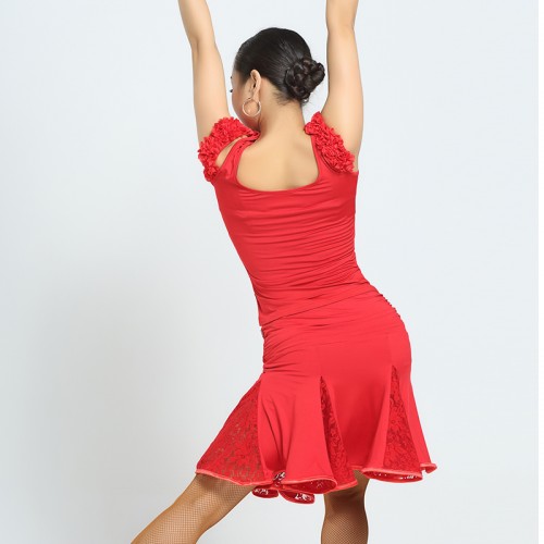 Ballroom dresses polka dot black purple red skirt latin dance M/L/XL vestidos de baile